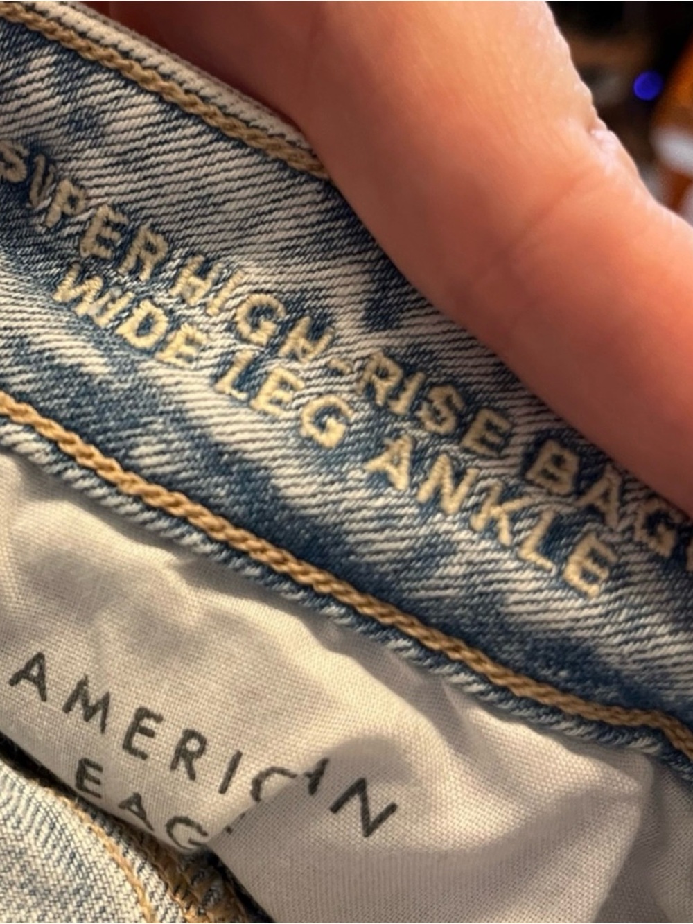 American Eagle Outfitters Light Blue Wide Leg Distressed Jeans - Picture 7 of 8
